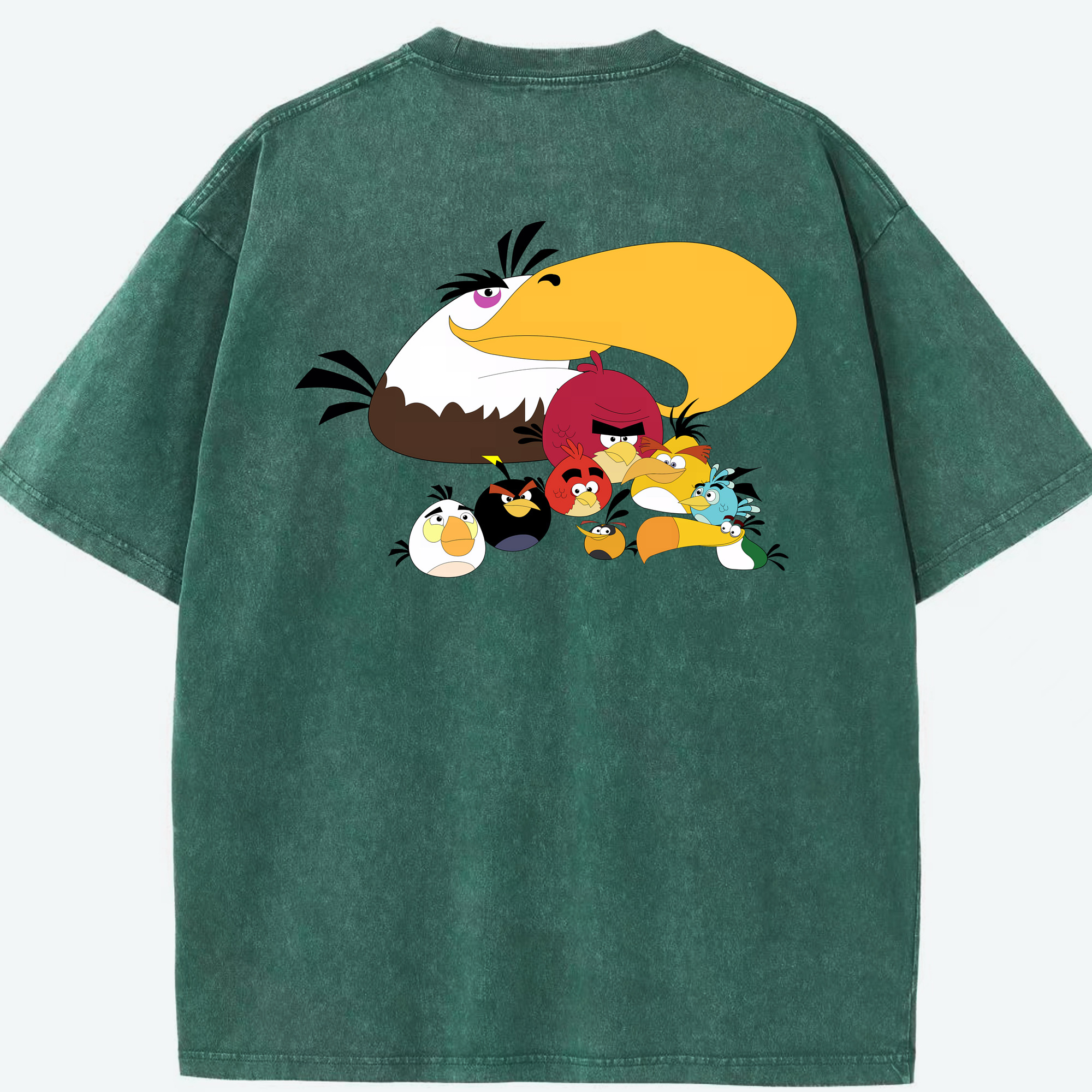 （画像用） Angry Birds アングリーバード 綿100% ヴィンテージ風 半袖Tシャツ（背面プリント）